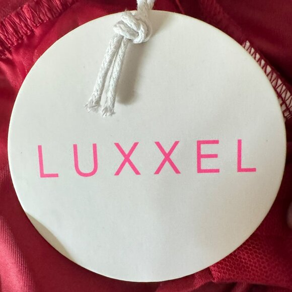 🟣🟣 Luxxel By Alfredo Barraza Womens Red V-neck Lace Mini Formal Gown Dress - Picture 8 of 10